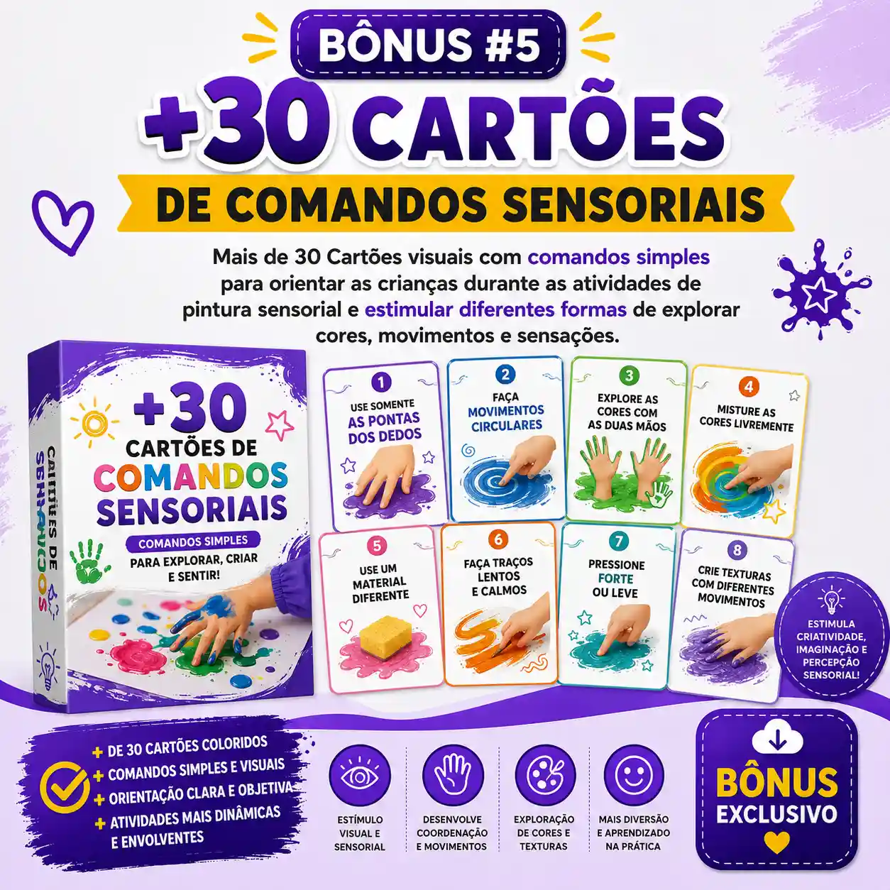 +30 Cartões de Comandos Sensoriais